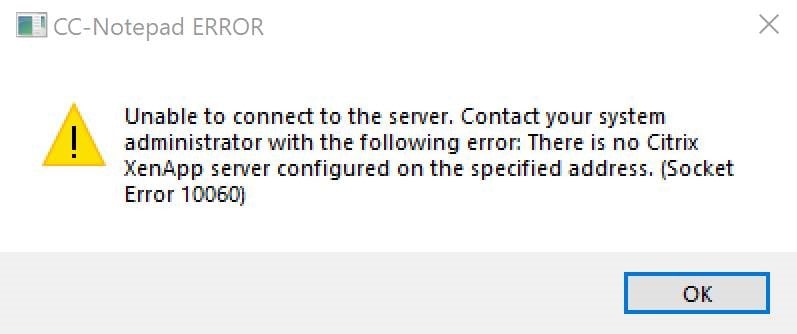 error cannot connect to citrix xenapp server